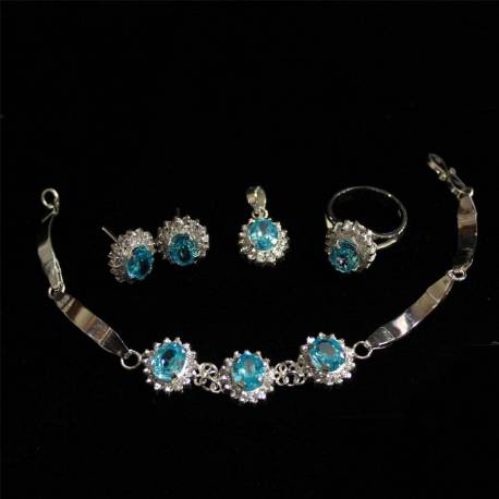 APK 042 Subang + liontin + Cincin + Gelang Batu warna Lady Day set