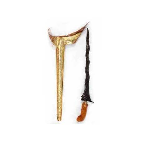 Keris Ladrang Yogya Gembol Jati Tempel Pamor  buntu sawen Emas