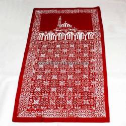 Sajadah Batik Cap merah maron cepoko kembang BTN