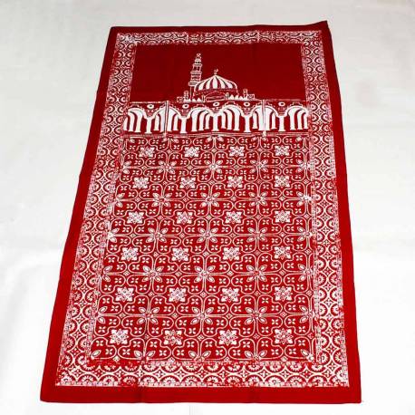 Sajadah Batik Cap merah maron cepoko kembang BTN