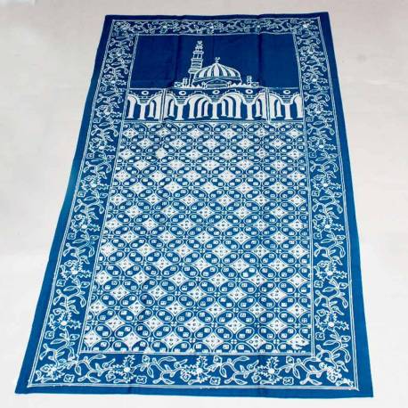 Sajadah Batik Cap Biru tosca Kawung Benggol BTN
