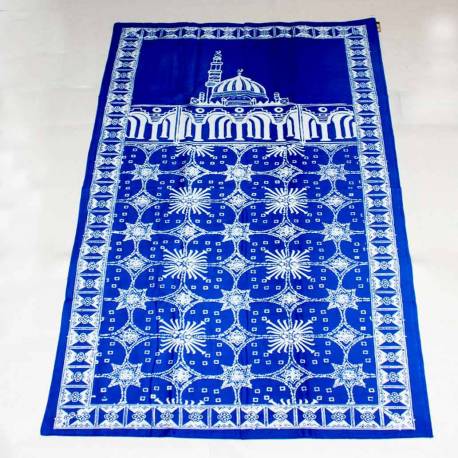 Sajadah Batik Cap Biru muda Kawung kembang BTN