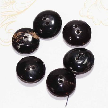 KTR 171 Kancing Tanduk Bulat Hitam isi 6 Set