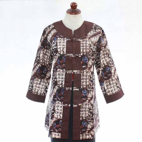 Blus Bolero Batik sogan kombinasi polos