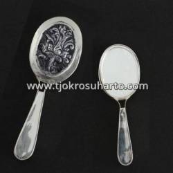 Cermin Oval tangkai sepuh perak bakar 4,5 x 13 cm DRM