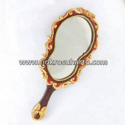 LBA 109 Cermin Tangkai Sungging oval lung daun 23x51 cm LBA 098 WYM