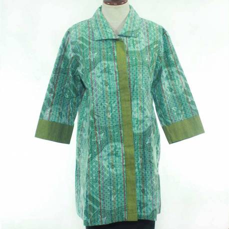 BPR 202 Blus Lurik Batik Krah Jaket hijau HGG