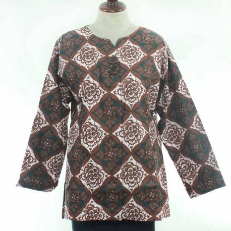 BPR 279 Blus Kantoran batik Purbonegoro sogan kancing 2 CLE