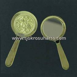 Cermin bulat tangkai sepuh kuning 5,5x11,5 cm DRM