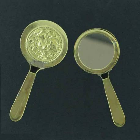 Cermin bulat tangkai sepuh kuning 5,5x11,5 cm DRM