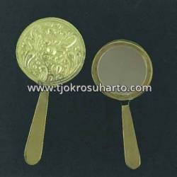Cermin bulat tangkai sepuh kuning 7x15 cm DRM