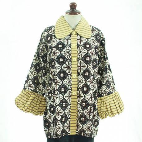 BPR 703 Blus Batik Cap sogan lurik Model A BCP 374 Ceplok Keci BTN