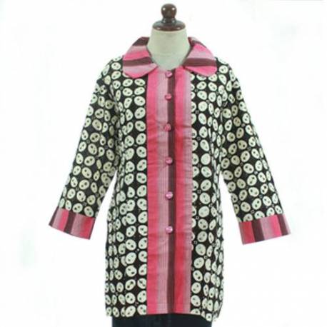 BPR 705 Blus Batik Cap sogan lurik Model B BCP 341 Kawung Benggol BTN