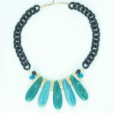 EPK 090 Kalung renteng imitasi batu hijau (2) PJS