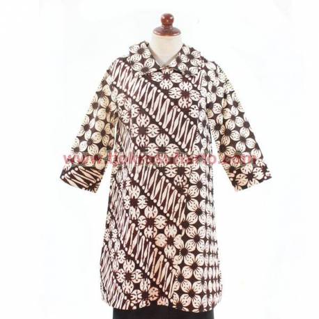 BPR 767 Dres krah lancip batik cap sogan  BTN