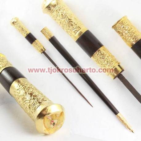 Stock komando Sonokeling Selut Kuningan emas tatah Pancasila