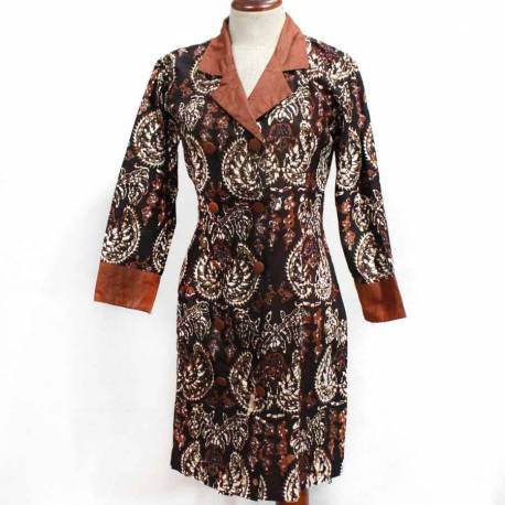 BPR 067 Blus Batik Sogan Jogja Double Kancing BCP 468 M BTN