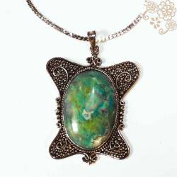 EPK 056 Kalung alpaka pipih kupu menir batu oval (9) SRE
