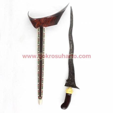 Keris Ladrang Yogya Sonokeling selut nogosiluman Blewah perak bakar Batu warna
