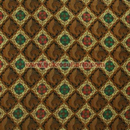 BHR 593 Bahan Sarimbit kombinasi genes katun colet ceplok pari sewuli 240x100 cm EST
