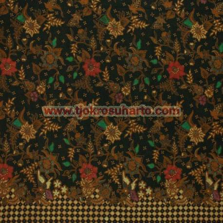 BHR 597 Bahan Sarimbit kombinasi genes katun colet boket mawur cemeng 240x100 cm EST