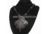 EPK 031 Kalung Perak bakar tatah bulat daun (3) SRE