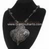 EPK 031 Kalung Perak bakar tatah bulat daun (3) SRE