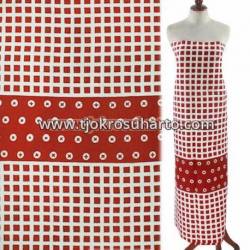 BCP 727 Batik Jogja Cap Motif Kelengan Kotak merah tanggung BTN