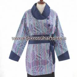 BPR 222 Blus Lurik Biru kombinasi lurik HGG