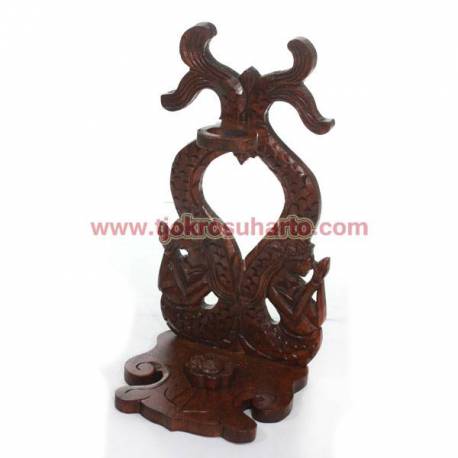 Standar keris duduk putri duyung kembar isi 1 mataram 15x23x45 cm WYM