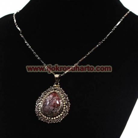 Kalung alpaka Rantai lidi L pirus air tetes (14) SRE