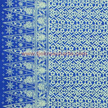 DKC 054 Kain Cinde cap kecil 3 m Tumpal Kelengan Biru BTN