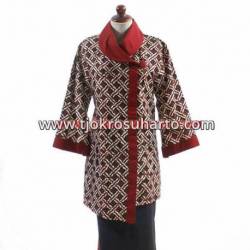 BPR 169 Blus Batik Kombinasi polos kancing samping BTN