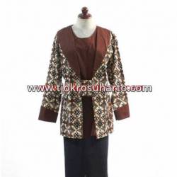 BPR 325 Blus Batik Kombinasi polos kancing 6 BTN