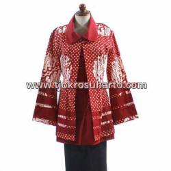 Blouse Batik Cap Yogya kombinasi merah BTN