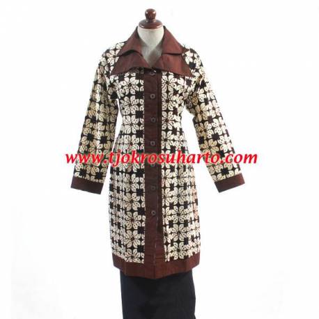Blus Batik Krah tumpuk sogan 5 BTN