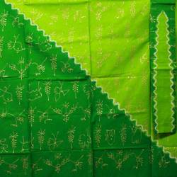 DKP 014 Bahan Alas-alasan Selendang Jumputan Prodo Hijau daun Pupus  SRL X