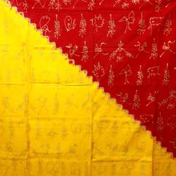 DKP 004 Bahan Alas-alasan Selendang Jumputan Prodo Merah Kuning SRL X