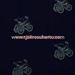 Bahan Hem/rok batik Cap kelengan biru ceplok becak BTN