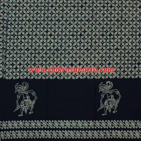 BHH 797 Bahan Hem/rok batik Cap kelengan biru tiga negeri wayang kawung parang BTN
