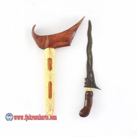 CAY 340 Keris Ladrang Yogya akasia kecil nogo kikik blewah combong 2 emas