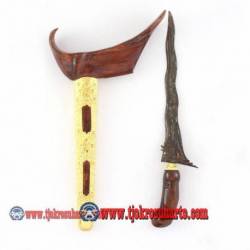 CAY 341 Keris Ladrang Yogya akasia kecil nogo siluman blewah combong 2 emas batu