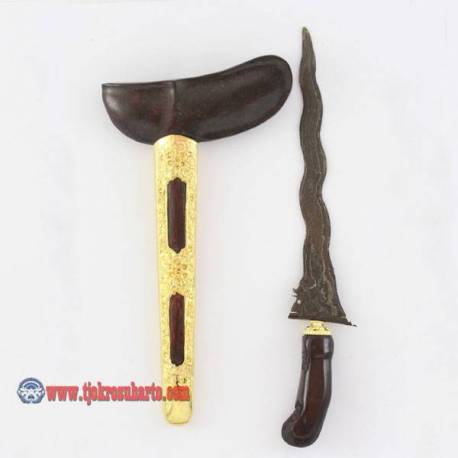 Keris Gayaman Yogya Sonokeling kecil nogo siluman blewah combong 2 emas batu