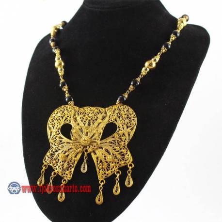 EPK 116 Kalung Mutiara hitam liontin pita emas 46 cm YNN (6)