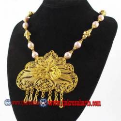 EPK 117 Kalung Mutiara jambon liontin jantung emas 46 cm YNN (7)