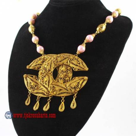EPK 127 Kalung Mutiara jambon liontin cannel emas 46 cm YNN (17)