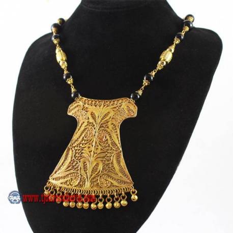 EPK 129 Kalung Mutiara hitam liontin baju lengan emas 46 cm YNN (19a)
