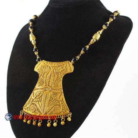 EPK 130 Kalung Mutiara hitam liontin baju lengan emas 46 cm YNN (19b)