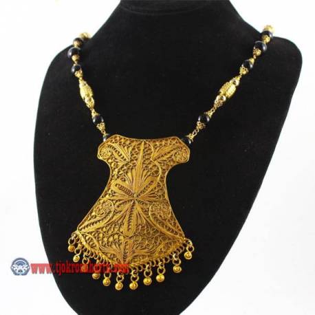 EPK 131 Kalung Mutiara hitam liontin baju lengan emas 46 cm YNN (19c)