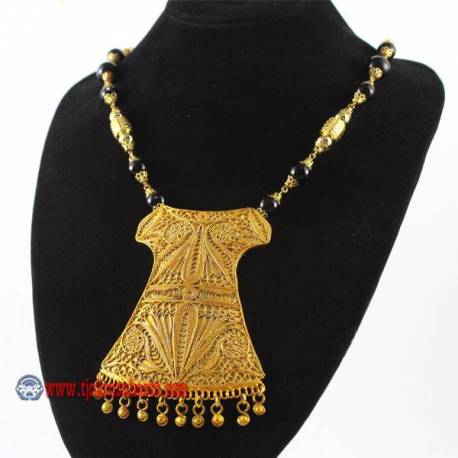EPK 132 Kalung Mutiara hitam liontin baju lengan emas 46 cm YNN (19d)